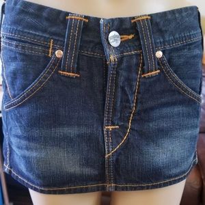 True Religion blue jean mini-skirt worn once